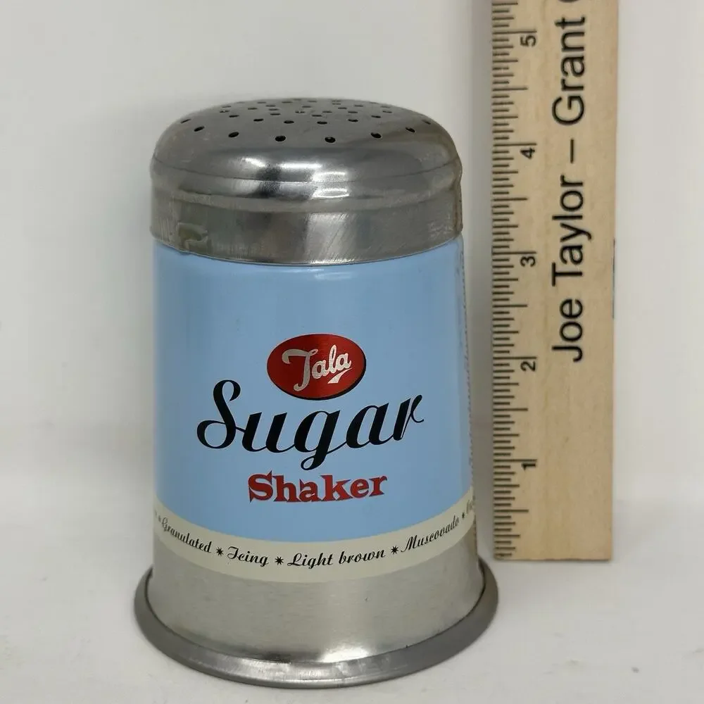 TALA Metal Sugar Shaker. 1960's Retro Design Cakes/Cupcakes/Drinks/Cocoa. BLUE